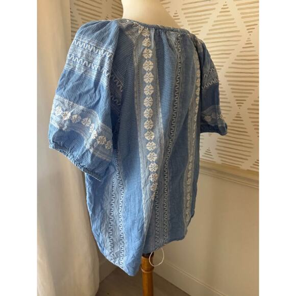 Ivy Jane Women’s XL Blue Over the Border Embroidered Top Blouse - Picture 5 of 9